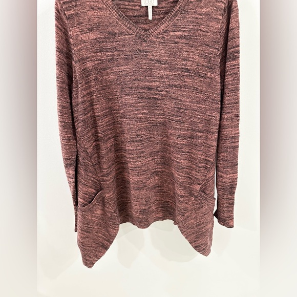 LOGO By Lori Goldstein Melange Cotton Cashmere Sweater Bordeaux Size Medium - Picture 6 of 8